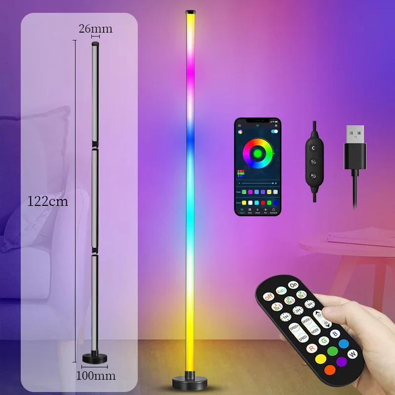 122cm Intelligente Eck-Stehlampe Dimmbar APP-Steuerung RGB LED Modernes Stimmungslicht Stehleuchten für Schlafzimmer Gaming Wohnzimmer