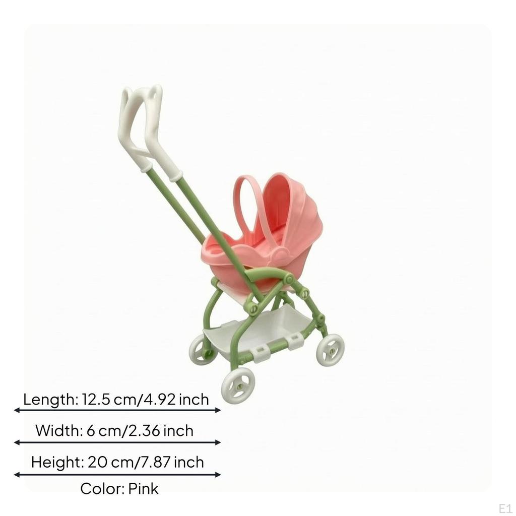Foldable Doll Pushchair Realistic Design Mini Toy Lightweight Infant