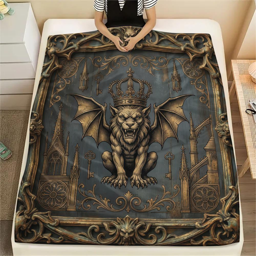 Retro Dark Gothic Animal Print Flannel Blanket High quality Comfortable for All Seasons Home Decor Warmth and Comfort Perfect for Christmas Gifts