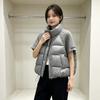 New knitted splicing down cotton vest women's short stand-up collar thickened versatile vest loose and thin jacket
