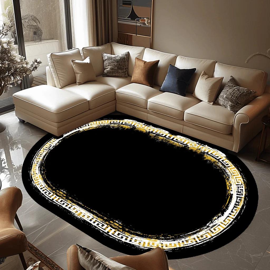Luxury Oval Living Room Carpet Bedroom Carpets Modern Bedside Non-slip Floor Mats Home Decoration Study Sofa Area Rug Washable