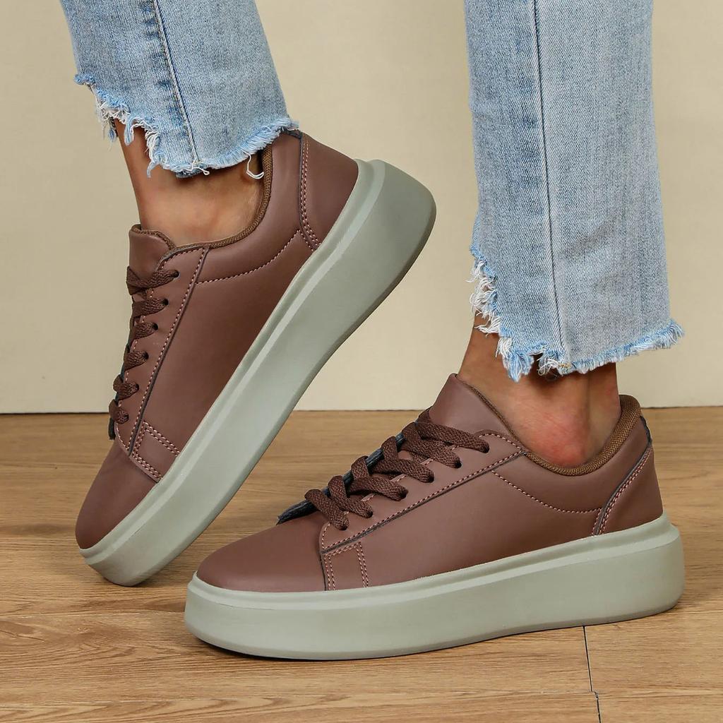 Retro Chunky Sneakers Women Fashion Platform Shoes Men Casual Sneakers Waterproof Walking Shoes PU Leather Outdoor Footwear