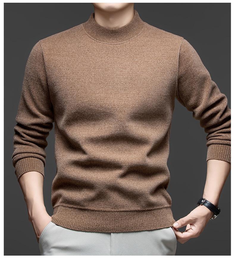 Men's Mink Fur Collar Sweater: Thick, Warm, Knitted Base Shirt for Autumn and Winter