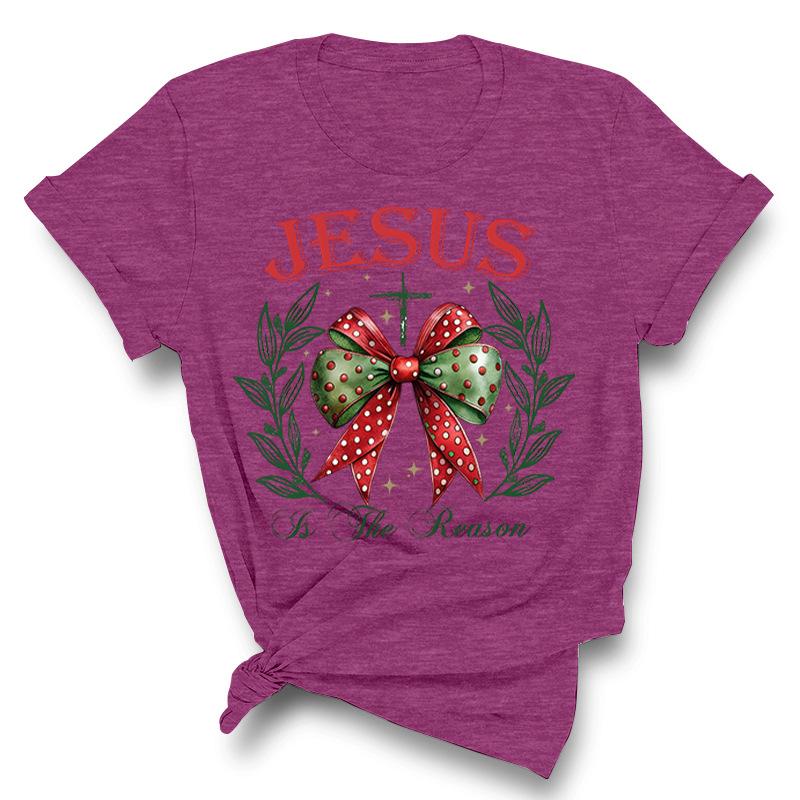 Weihnachten Bedrucktes Reines Baumwoll Kurzarm Damen Freizeit Trendiges T-Shirt Pullover Weihnachten Mode Oberteil T-Shirts Damen