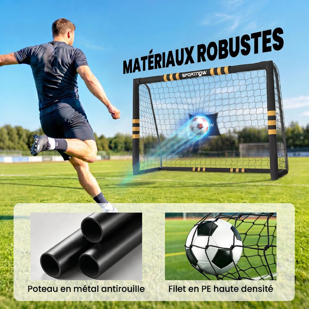 Football Goal with Protective Foam, 2.4 x 1.6 m, Yellow