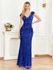 Elegant Blue Sequined Mermaid Evening Gown