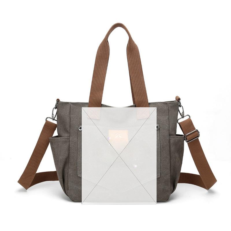 Retro Thickened Multi-pocket Canvas Bag Casual and Simple Hand-held Crossbody Tote Bag