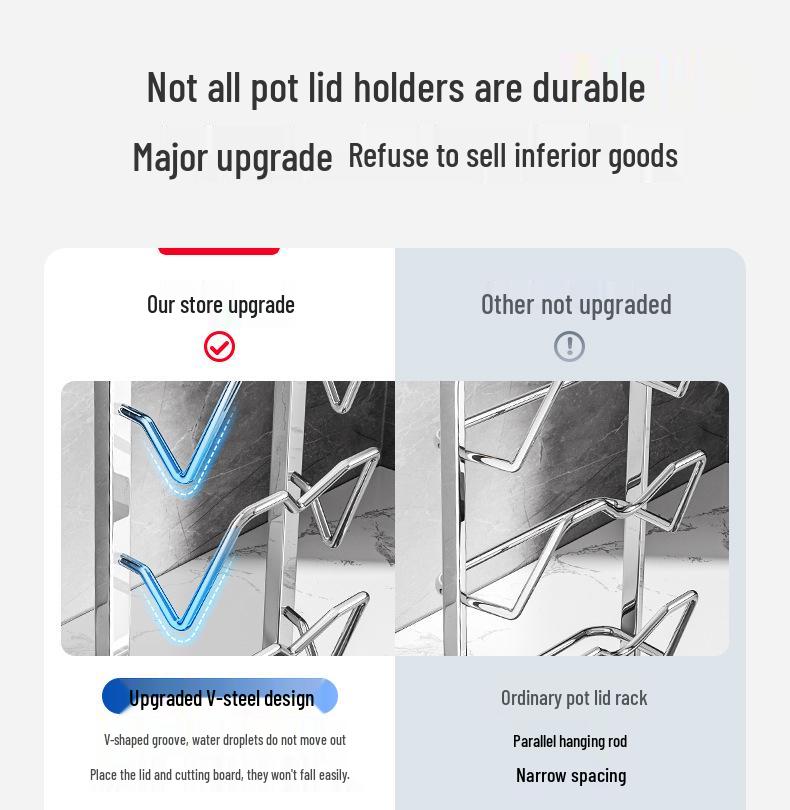 Multi-functional Kitchen Countertop Rack for Pot Lids, Spoons, and Spatulas