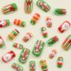 Elegant Christmas Nails with Santa Claus and Gift Box False Nails Full Cover Winter Acrylic Nail for Fashion Enthusiasts