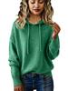 Women's Solid Color Hooded Drawstring Sweater - Long Sleeve Brushed Top