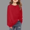 Children's Loose-Fit Sweatshirt Girls' Round Neck Casual Pullover Solid Color Hoodie