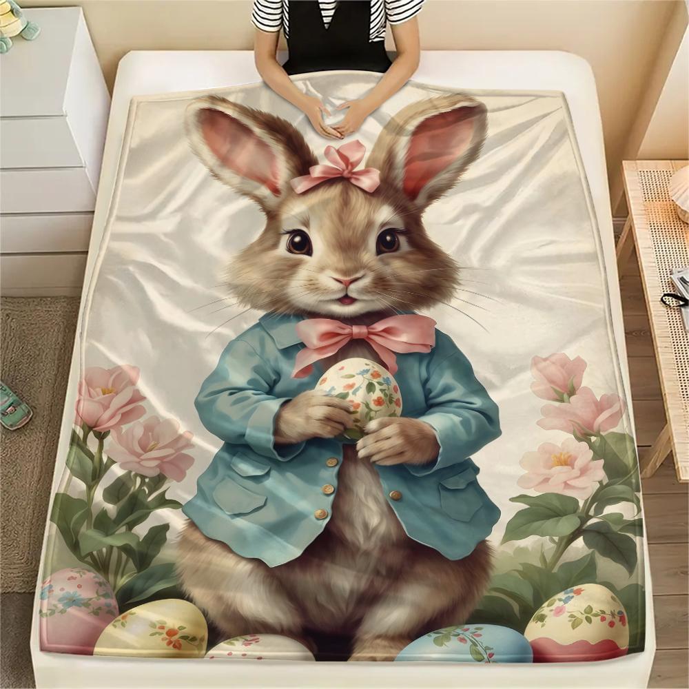 Easter Egg Print Flannel Blanket,High Quality Comfortable for All Seasons,Home Decor,Warmth and Comfort,Perfect for Christmas Gifts
