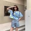Korean tie-dye round neck short-sleeved T-shirt women's summer new loose casual fashion niche short top tide