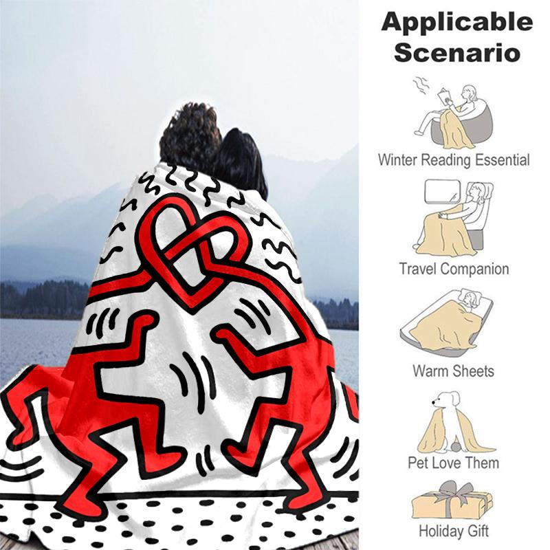 1pc Blanket Keith Haring Ascending2 Print Design, Lightweight Blanket for Sofa, Bed- Soft &Warm, Gift for All Seasons like Christmas, Halloween