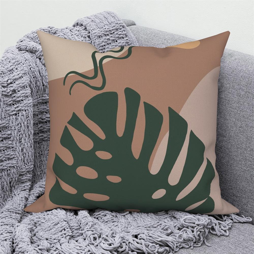 Throw Pillow Sofa Home Decor Decorative Cover Green Tropical Leaf Pink Cushion