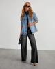 2023 Women's Wide-Leg Patchwork Frayed Hem Jeans