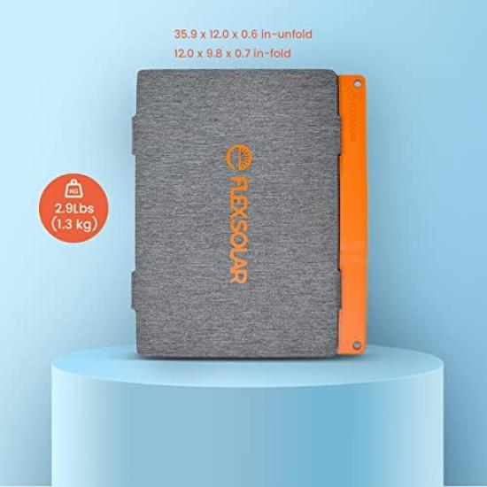 Panel solar FlexSolar de 40 W, cargador solar con 2 puertos USB, carga rápida, IP67, resistente al agua, para uso en energía, protección contra tifones y prevención de desastres, Jakkuri