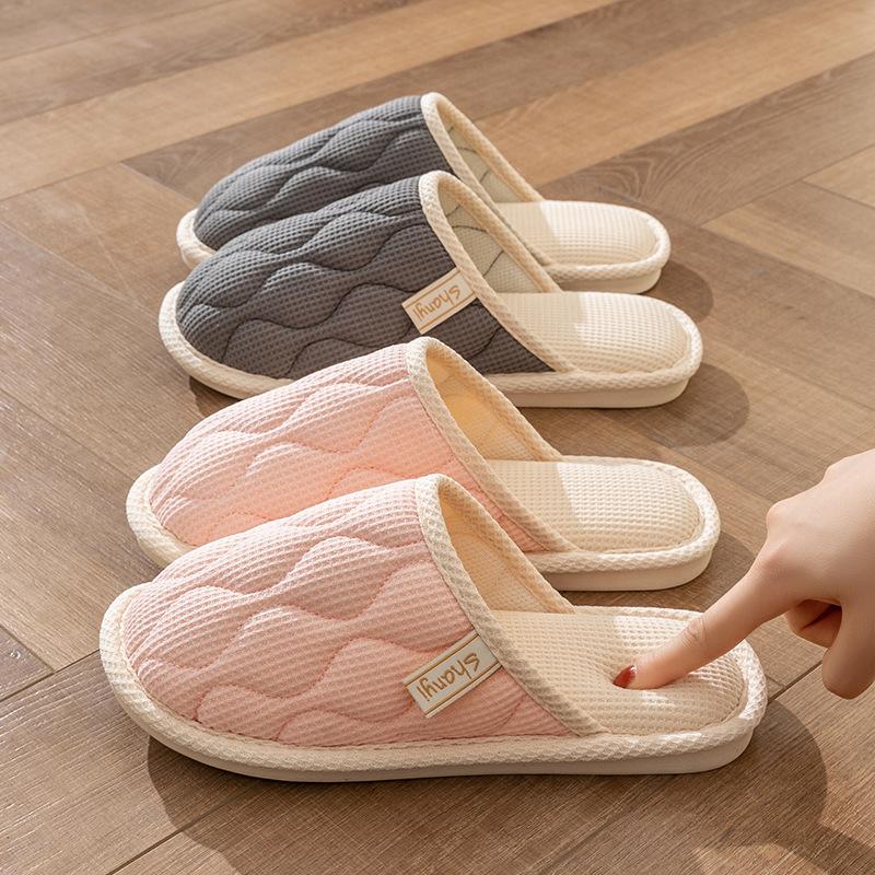 

Linen slippers spring and autumn female couple four seasons indoor household cotton and linen non-slip home summer male customization 40-41 (suitable for 39-40)