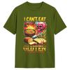 Men's T-Shirt I Can't Eat Gluten It Makes My Tummy Hurt Breakfast Bread T Shirts Hip Hop Summer Tees Funny Casual Cotton Tops