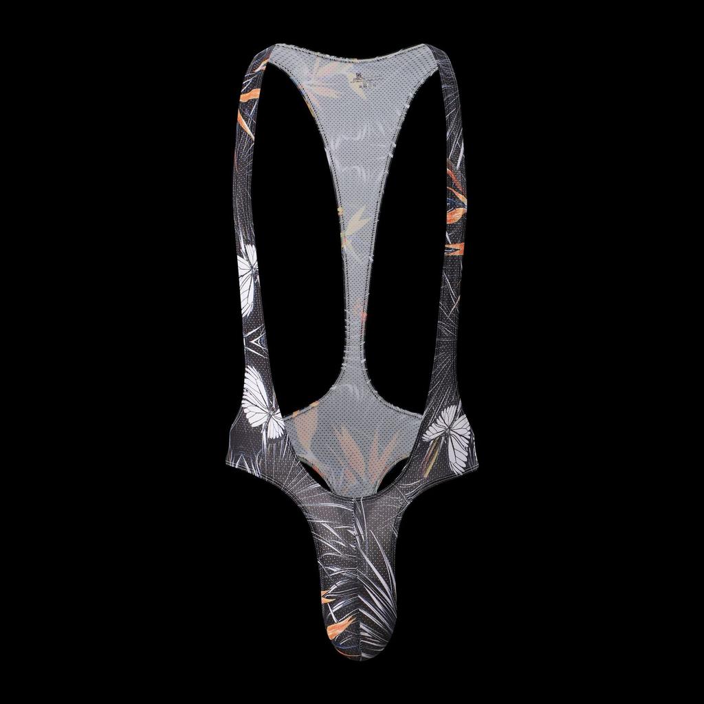 Sexy Men Print Bodysuits Men's Mesh Jockstrap Leotard Underwear Jumpsuits Wrestling Singlet Bodysuit Lingerie Men Body Shapers