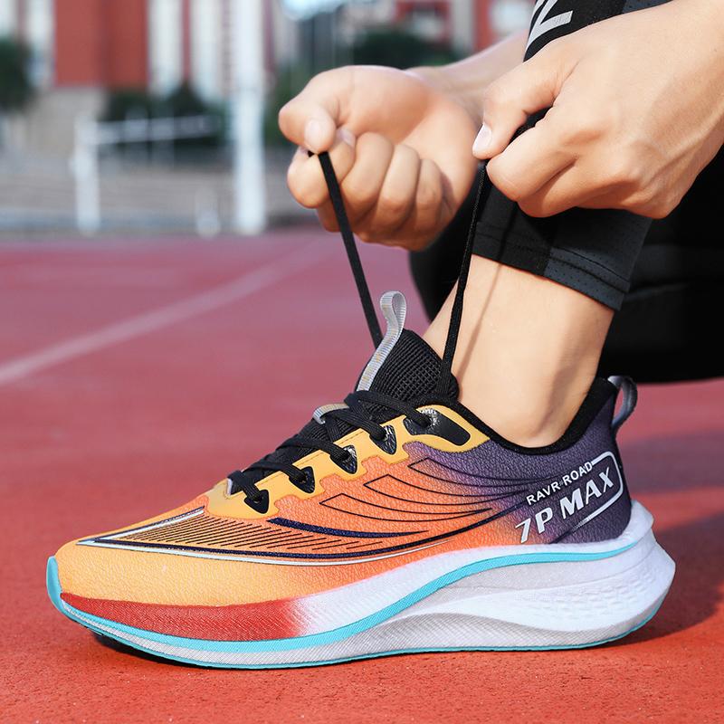 

Factory direct sales, carbon board running shoes, student sports training racing jogging shoes! 45 флуоресцентный оранжевый