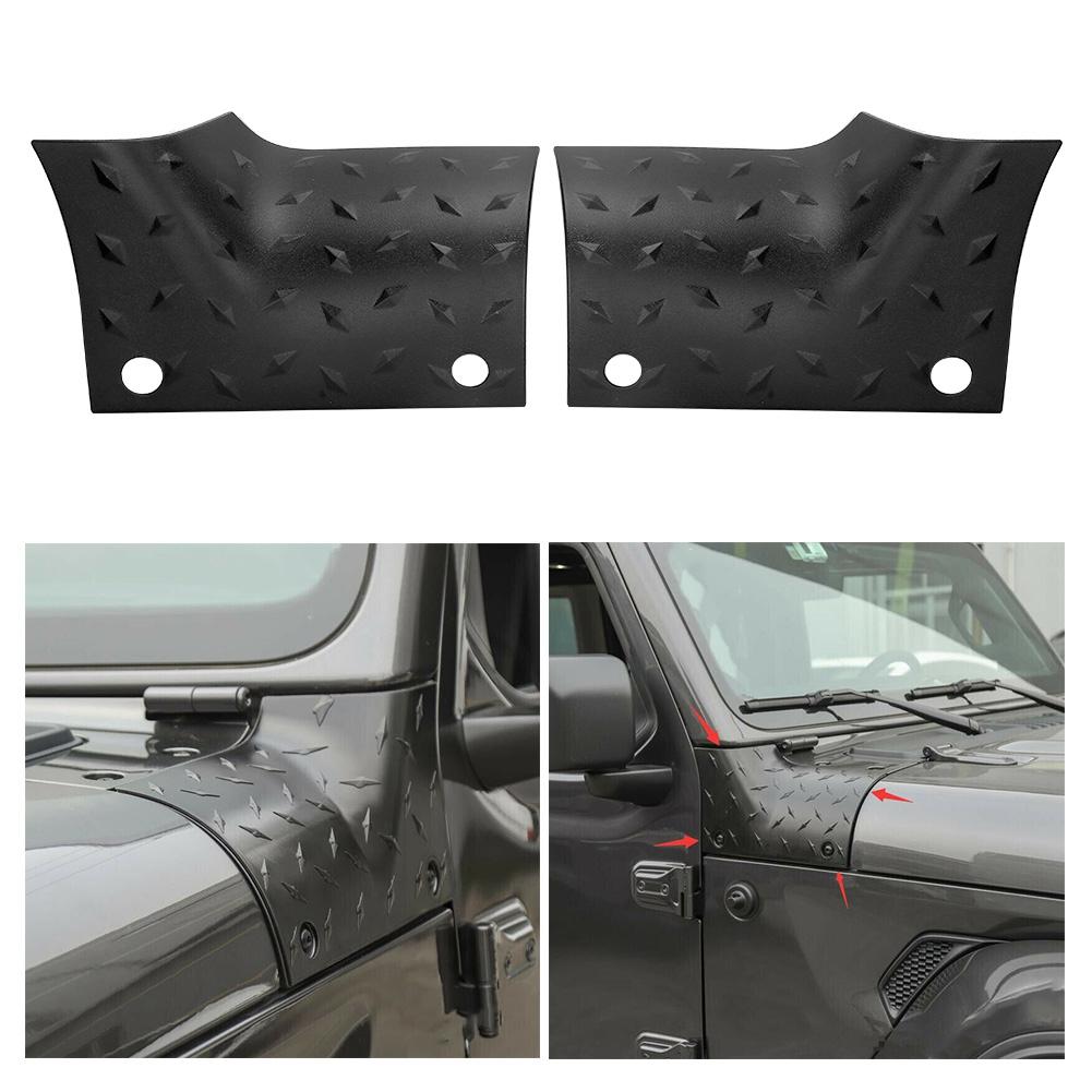 2pcs Black Engine Hood Angle Wrap Cover Auto Accessories Fit for Jeep Wrangler JL 2018 ‑ 2020