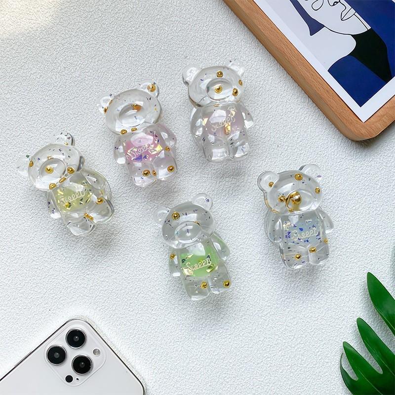 Little Fresh Bear Mobile Phone Stand Air Cushion Bag Back Adhesive Desktop Surface Scalable Niche Ring Transparent