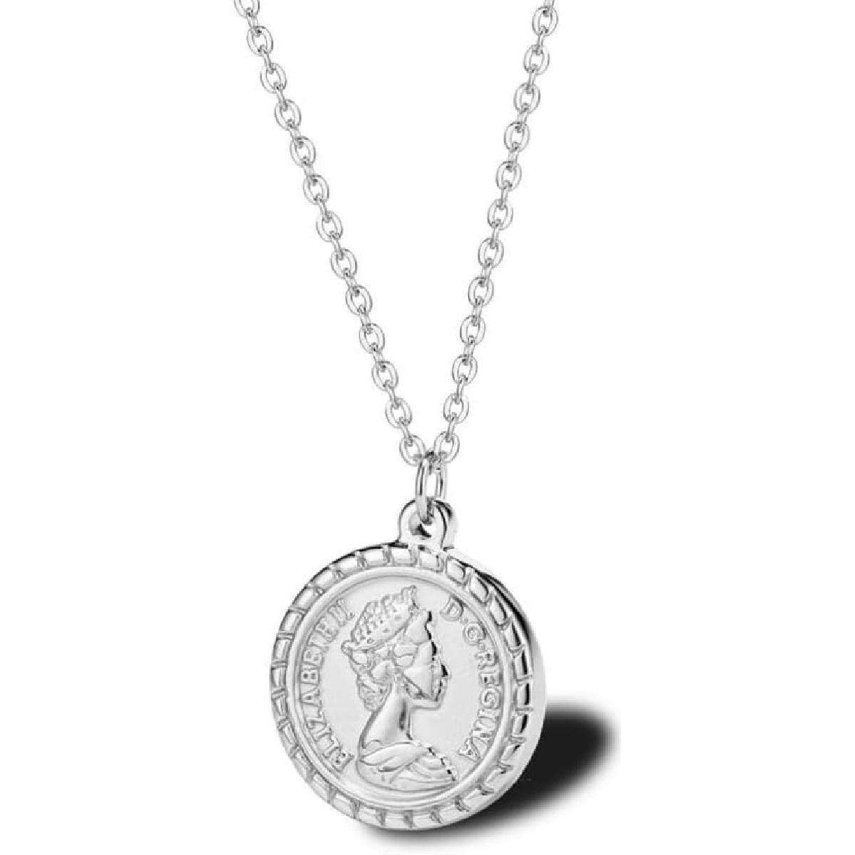 

Pendant Necklace Elizabeth Portrait Medallion Retro Necklaces Women 18K Gold Jewelry срібний