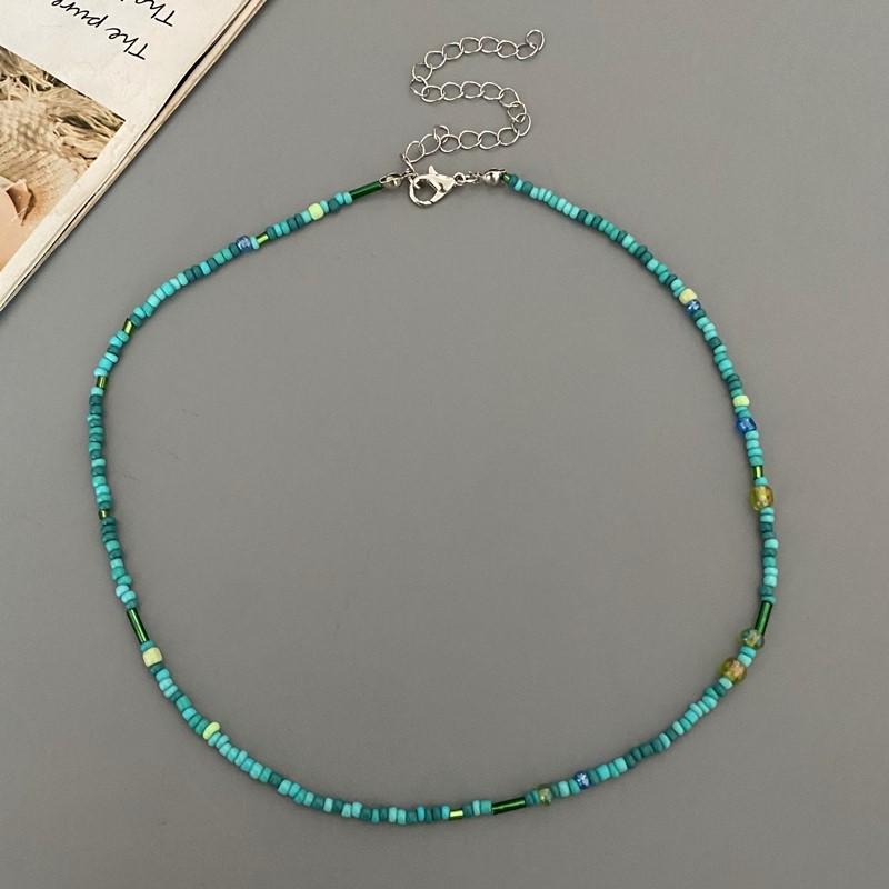 New Irregualr Glasses Beads Choker Necklace for Women Fashion Trendy Popular Short Neck Jewelry Colorful Necklace