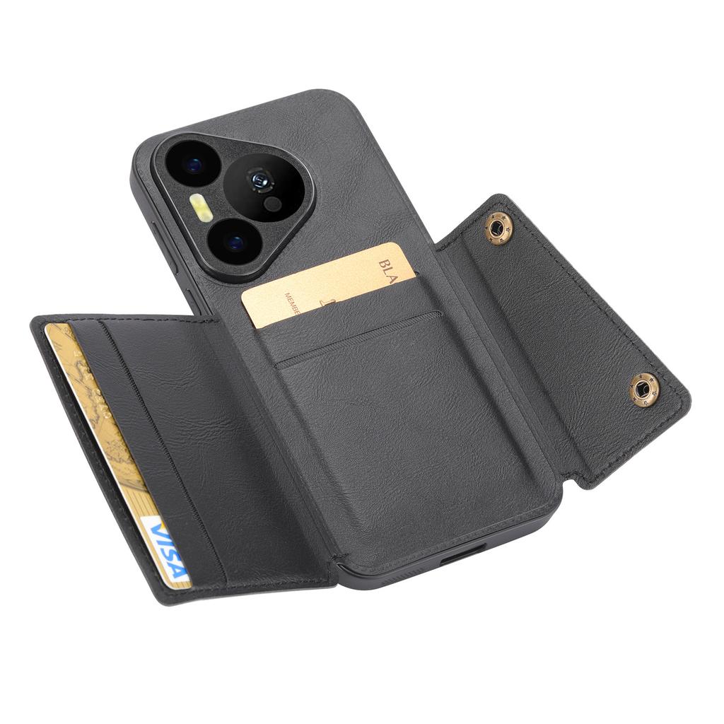 Suitable for Huawei PURA 70 mobile phone case PURA 70 PRO double open card magnetic suction bracket anti-drop leather case