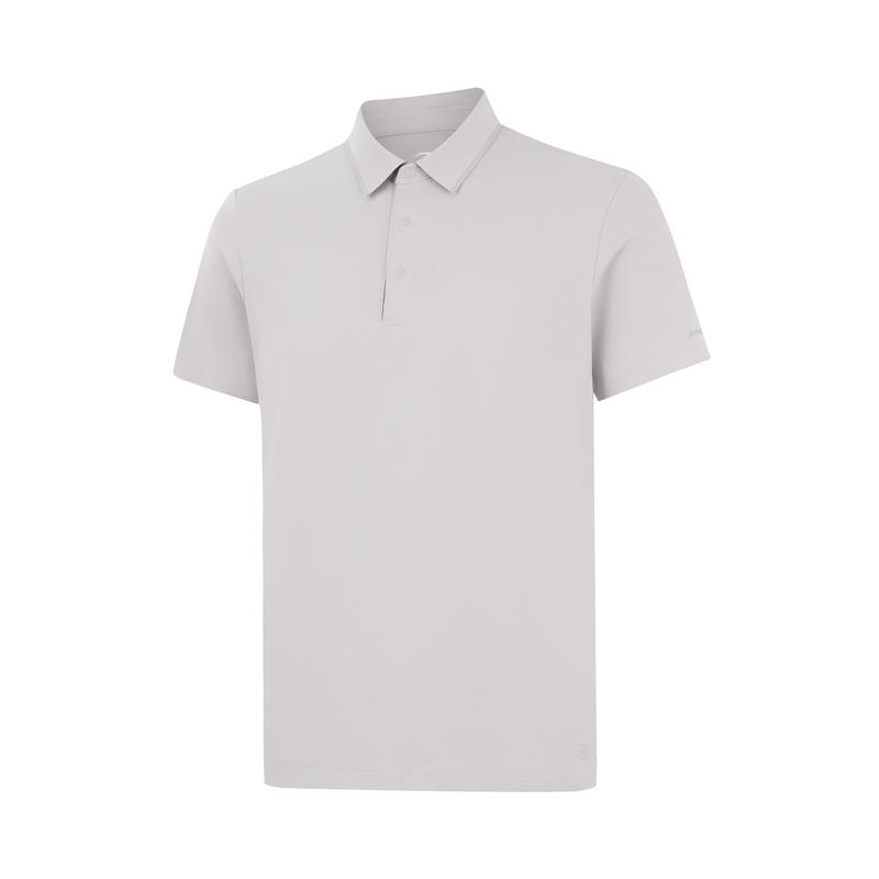 Li-Ning Casual Fashion Commuting Solid Color Comfortable Breathable Short Sleeve Polo Shirt Men tops Smoke-Gray APLW239-3