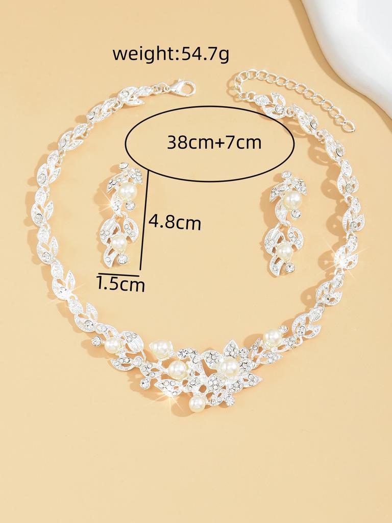 3 kusy dámských trendy listů, perel, náušnic, náhrdelníků, sad šperků, svatby, bankety, večírky a sváteční dárky