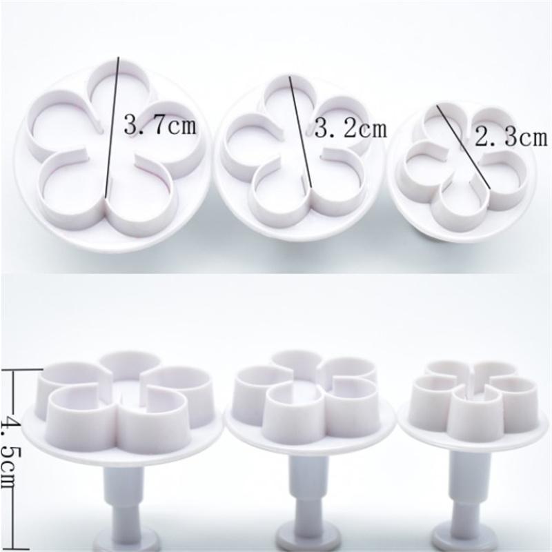 3Pcs Flower Plunger Cookie Cutter Diy Blossom Flower Cake Fondant Cake Mold