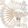43pcs/set, Silicone Cooking Utensils Set Non-Stick Heat Resistant Kitchen Utensils Spatula Set With Wooden Handle For Baking CookingBest Kitchen Stuff
