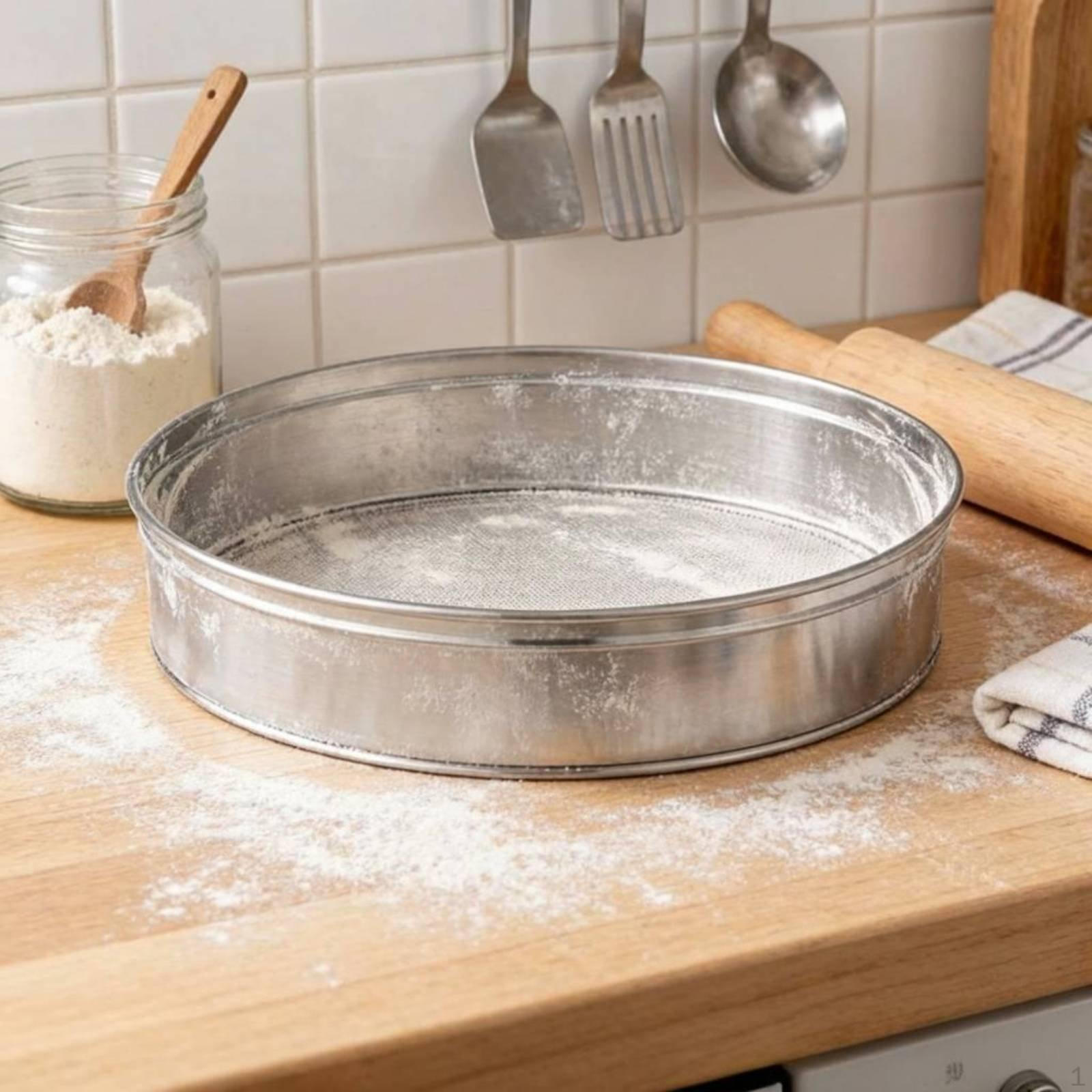 Round Flour Sifter Stackable Stainless Steel Easy to Clean Handheld Powder Sieve for Cooking 15CM