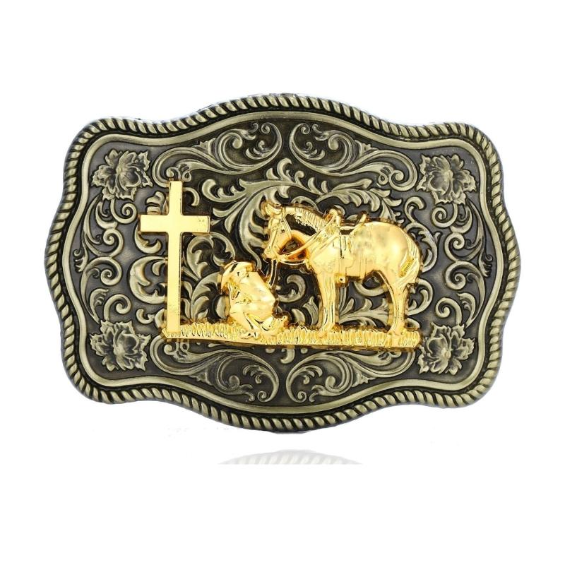 

Creatively Relief Pattern Buckle Belt DIY Components Western Heavy Rock Style