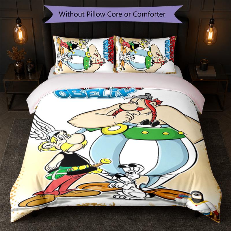 Asterix & Obelix Print 3Pcs Duvet Cover Set 1 Duvet Cover and 2 Pillowcases Soft Bed Linen For Household Bedroom