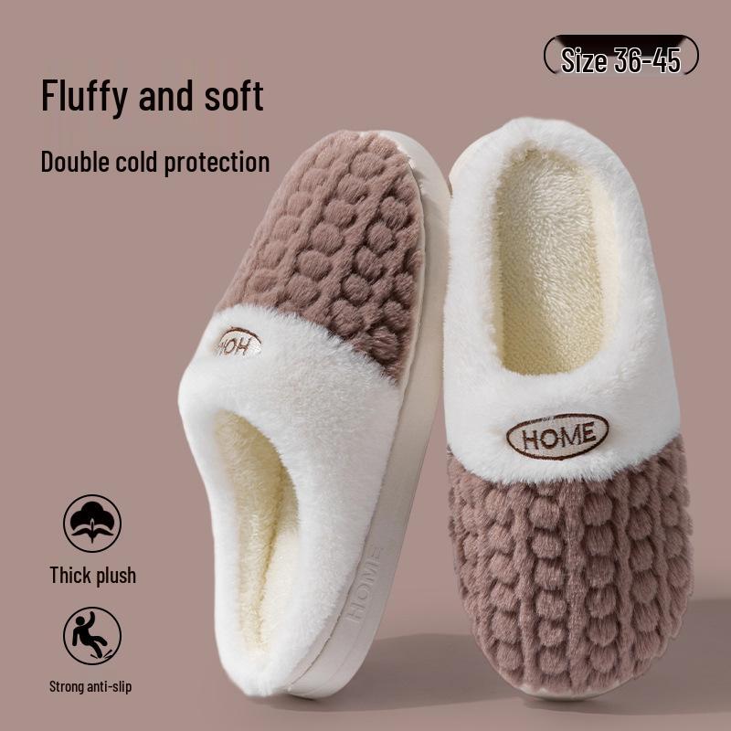 Winter Non-Slip Fuzzy Slippers - Women's Warm Thick Cotton Indoor/Outdoor Shoes