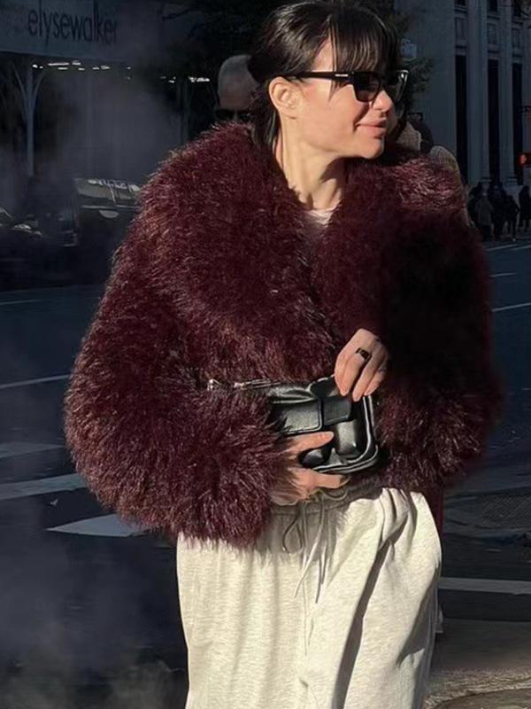 Medium-weight Fall/Winter Women's Coat Eco-friendly Faux Fur Short Coat