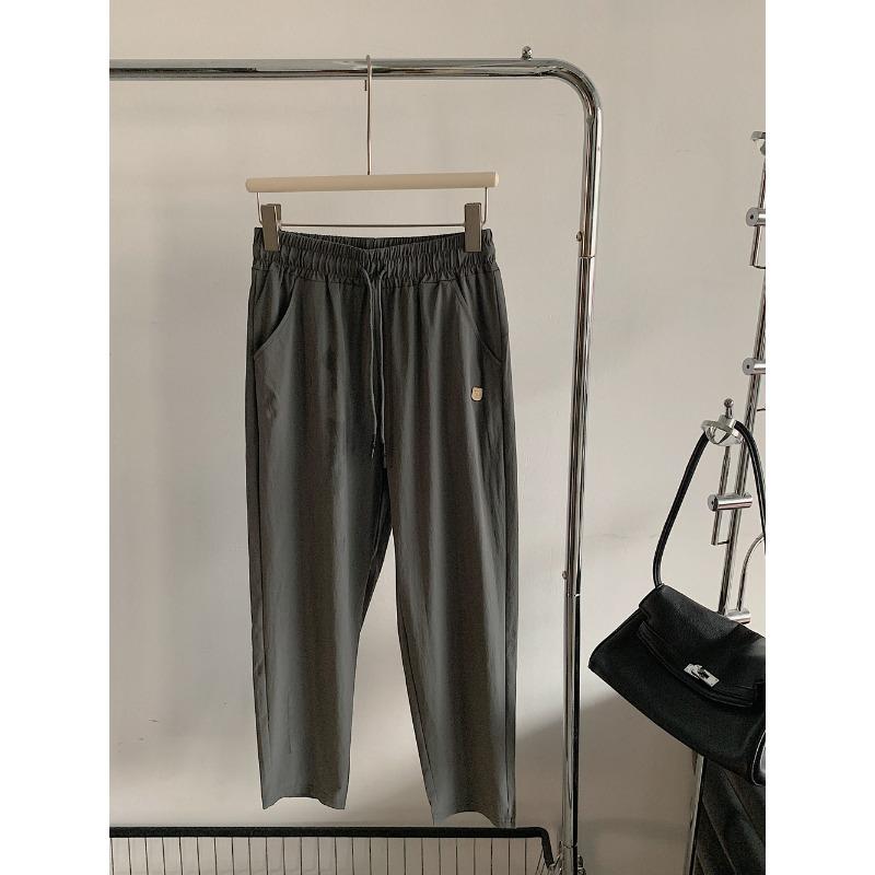 

Летние женские повседневные брюки с высокой талией и драпировкой, тонкие быстросохнущие брюки, свободные брюки XL темно серый