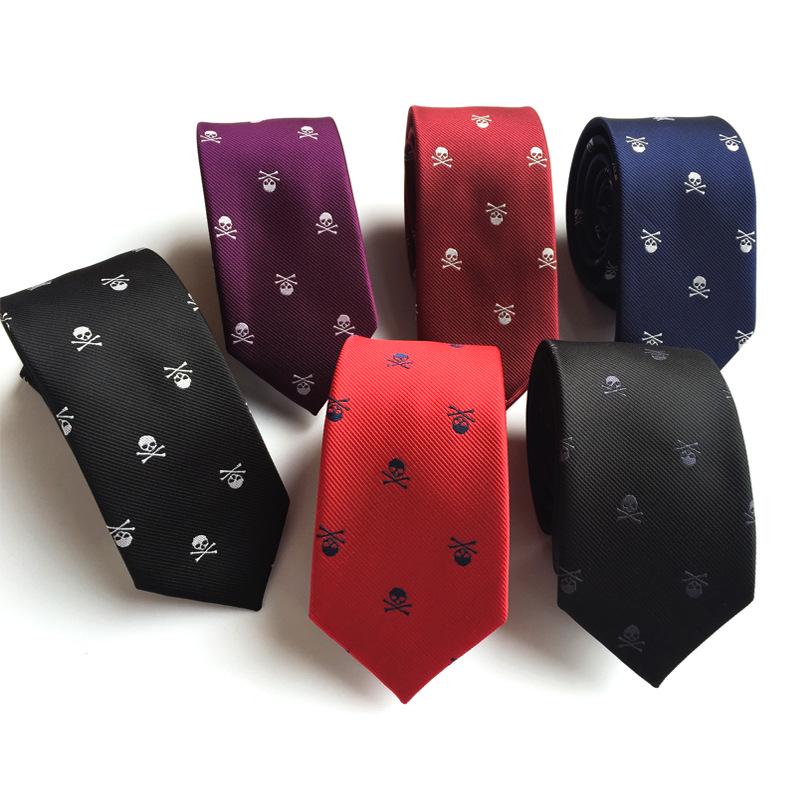 New 1200-Needle 6cm Narrow Skull Halloween Tie