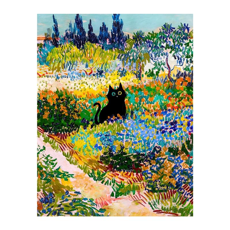 Van Gogh Black Cat Sunflowers Funny Art Matisse Monet Canvas Painting Posters And Prints Wall Pictures For Living Room Decor