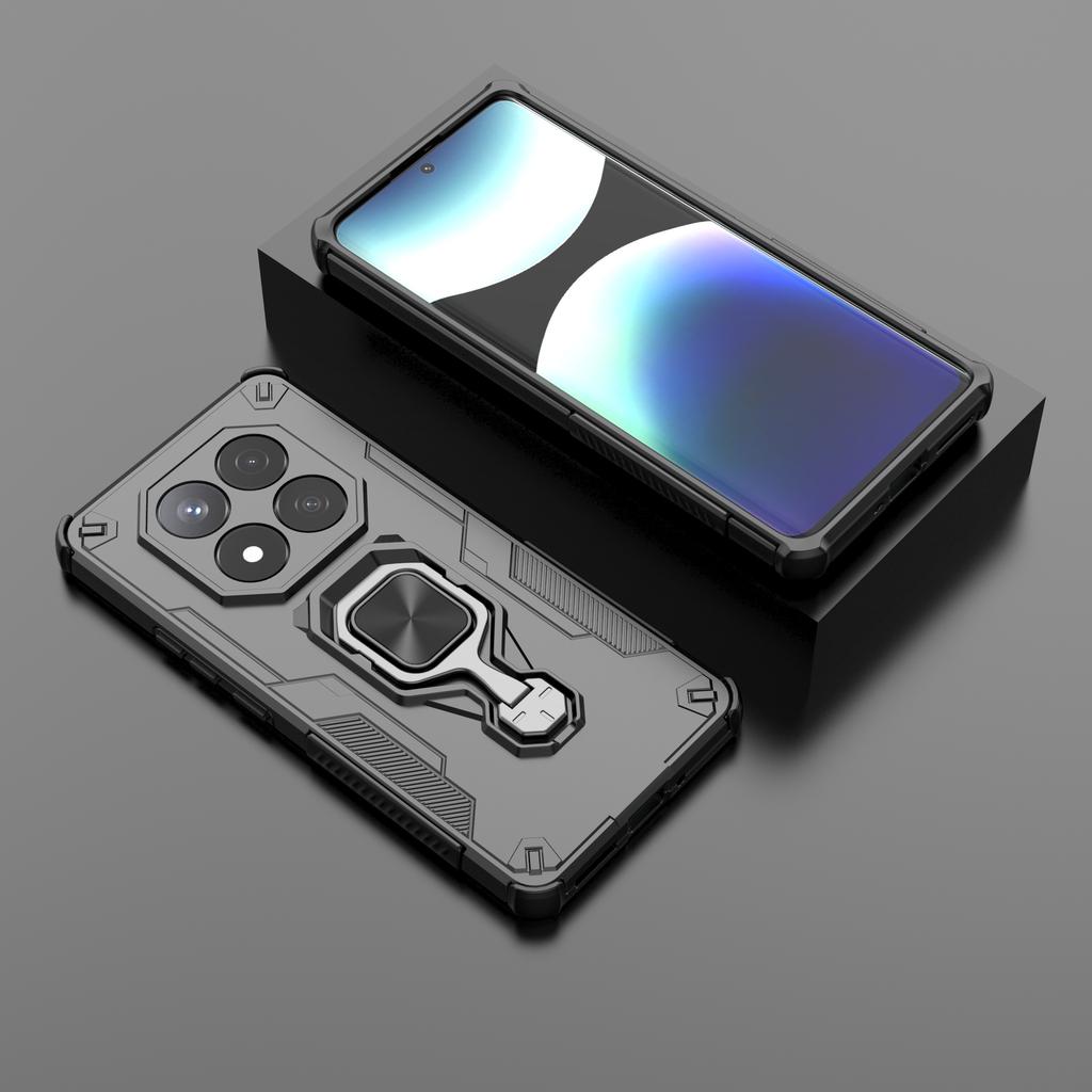 For Xiaomi Redmi Note 14 Pro 5G Case Rotatable Ring Kickstand PC+TPU Shockproof Phone Cover