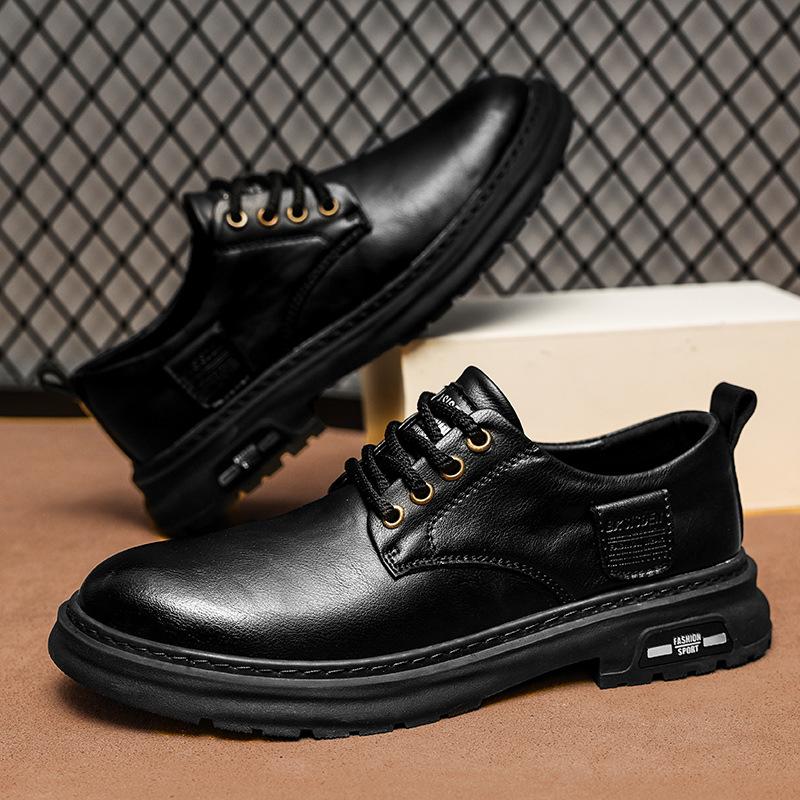 

2024 cross-border explosion autumn new men s outdoor casual shoes men s retro versatile leather low-top Martin boots 44 чорний