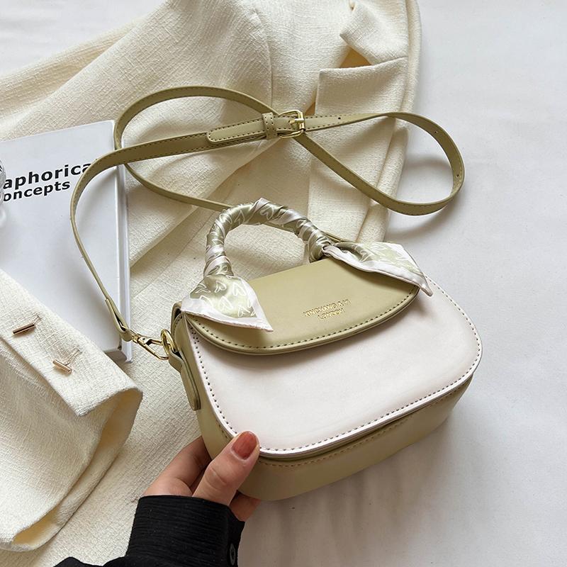 Women Crossbody Bag Scarves Decor Contrast Color Flap Female Small Handbag Korean Fashion Trend Ladies Shoulder Bag  New