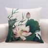 Oriental Floral Art Throw Pillow Covers, Detailed Lotus & Dragonfly Print Cushion Cases, Calming Zen Decor For Sofa Bedroom