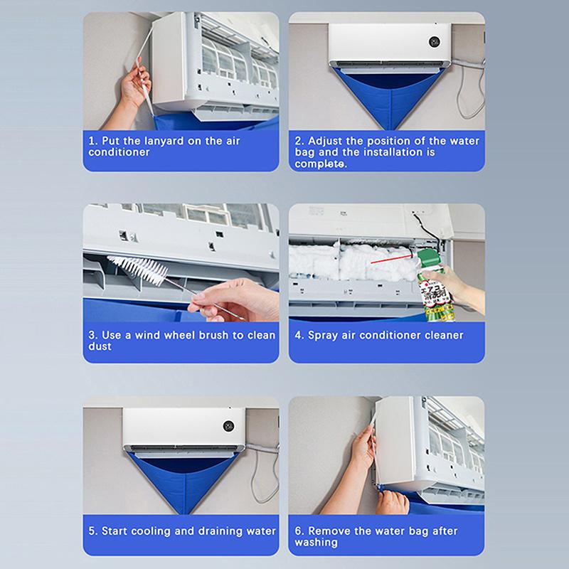 100 cm luftkonditioneringsrengöringspåse PVC-förtjockad rengöringsmedel med vattenrör Hem 1-1,5P delad hängande luftkonditioneringsverktyg