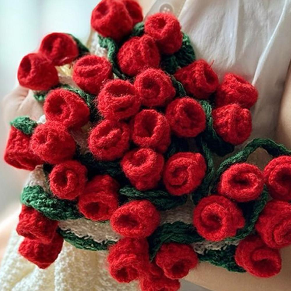Fashion Rose Bouquet Blanket Finished Rose Nap Blanket Knitted Flower Blanket  Birthday Gift