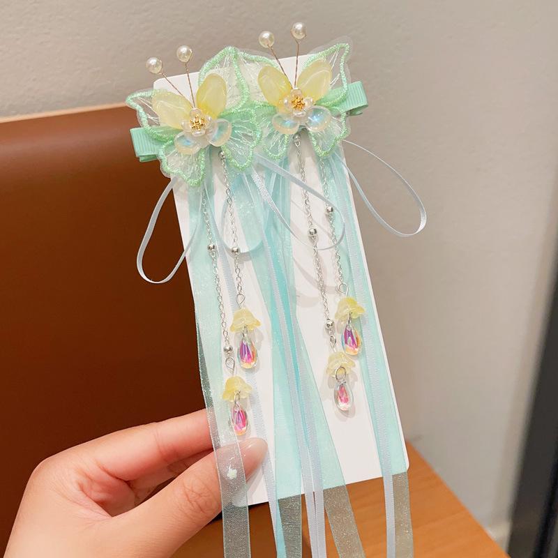 Mid-Autumn Hanfu Fairy Hair Clip - Women's & Children's Ancient Style Floral Tassel, Sweet Accessory for Girls
