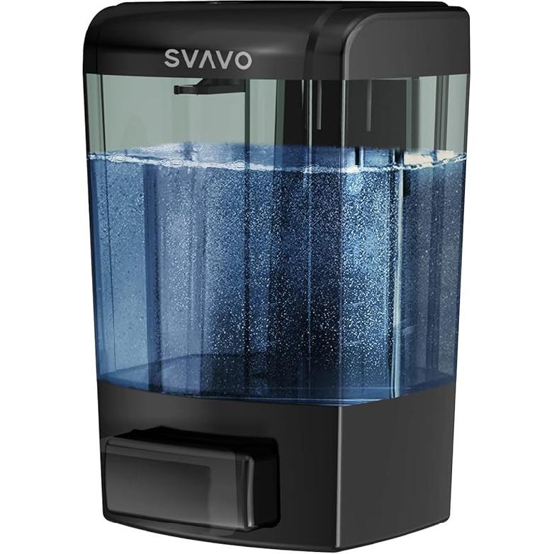 SVAVO Wall Mounted Soap Dispenser Kitchen Bathroom Manual Soap Dispenser Refillable Hand Soap Pump for Liquid Contianers Shampoo Gel Chamber for